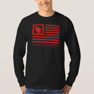 Camiseta Wisconsin Map Shape Usa Flag El Estado Badger Wisc