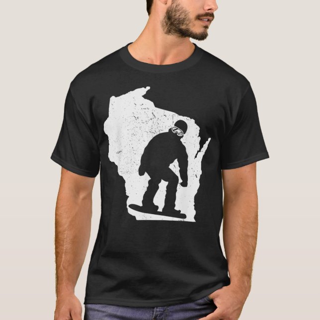 Camiseta Wisconsin Map Snowboarding Design Snowboarder (Anverso)