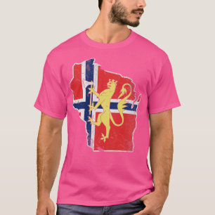 Camiseta Wisconsin Norge Norge Norge Noruega Bandera Vin