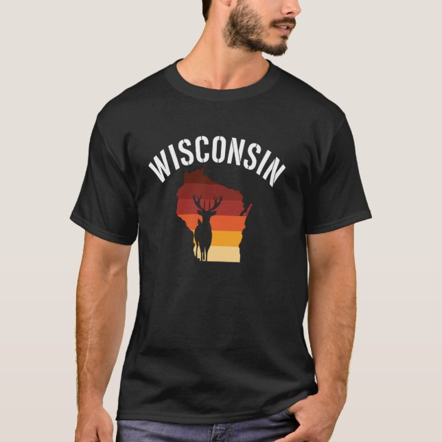 Camiseta Wisconsin Retro Deer Buck Naturaleza Deporte al Ai (Anverso)
