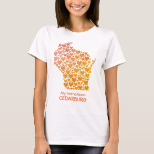 Camiseta Wisconsin Silhouette Hearts Hometown