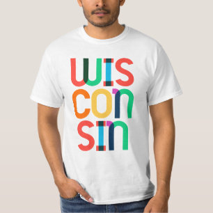 Camiseta Wisconsin Vintage Retro Colorido Arte Pop 80s