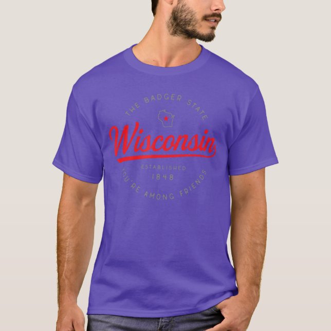 Camiseta Wisconsin WI Badger State Youre Among Friends in W (Anverso)