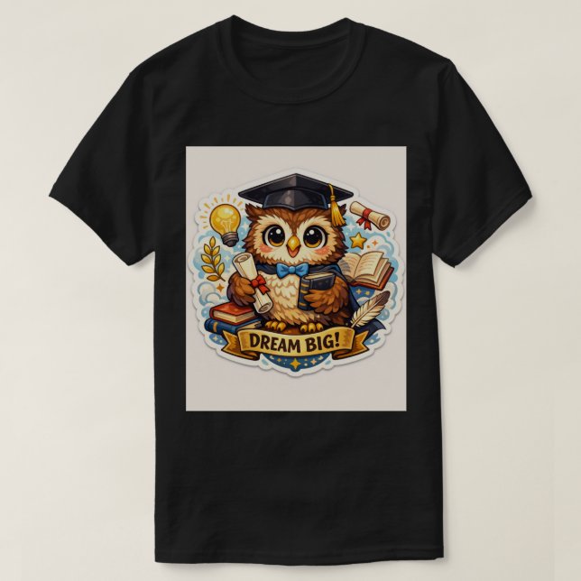 Camiseta Wise Grad Owl: Vibrant Milestone Achievement (Diseño del anverso)