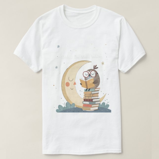 Camiseta Wise World Building Owl Moonlight Librarian T-Shi (Diseño del anverso)
