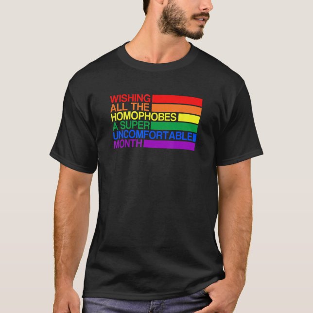 Camiseta Wish All Homophobes Happy LGBTQ Pride Month LGBTQI (Anverso)