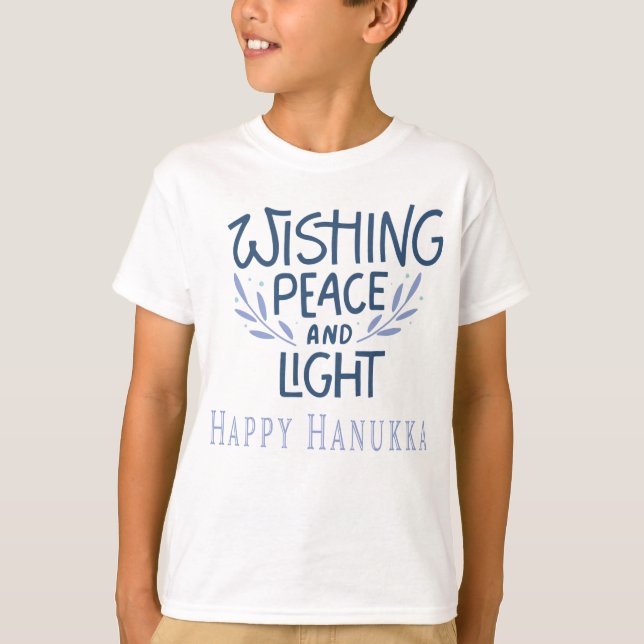 Camiseta Wishing peace and light Happy Hanukkah (Anverso)