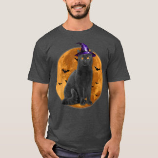 Camiseta Witch Black Cat Halloween Moon Cat Lovers Animal L