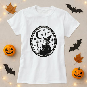 Camiseta Witch Cat Cauldron Gift Halloween