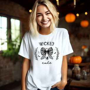 Camiseta Witch Coquette Black Lace Bow Halloween Name