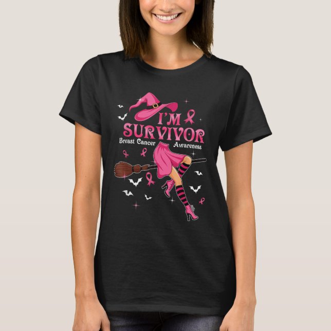 Camiseta Witch Im A Survivor Halloween Breast Cancer Awaren (Anverso)