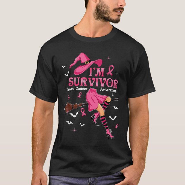 Camiseta Witch Im A Survivor Halloween Breast Cancer Awaren (Anverso)