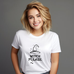 Camiseta Witch Please Black and White Halloween Witch Gorra