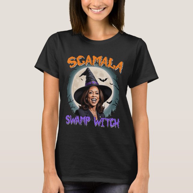 Camiseta Witch Scamala Harris Anti Kamala Halloween Black P (Anverso)