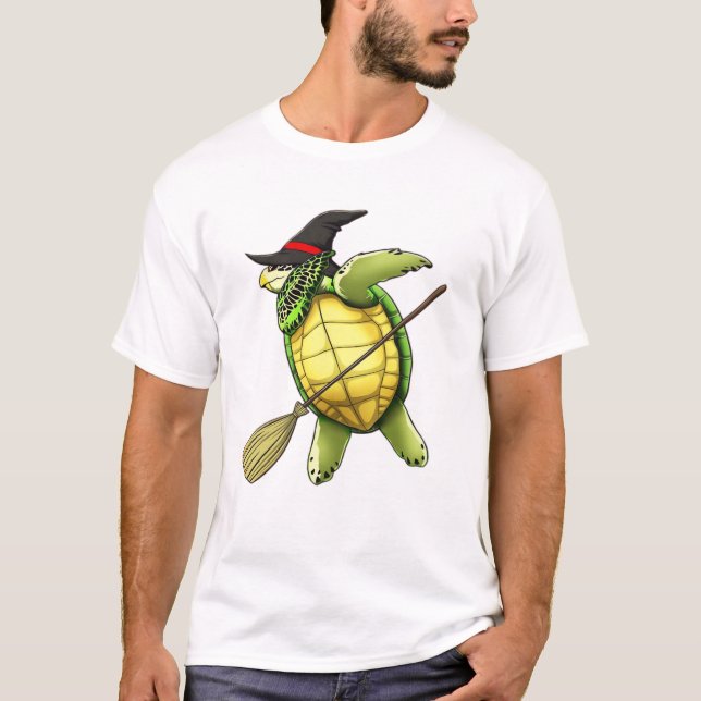 Camiseta Witch Sea Turtle Dab Funny Halloween Horror Scary  (Anverso)