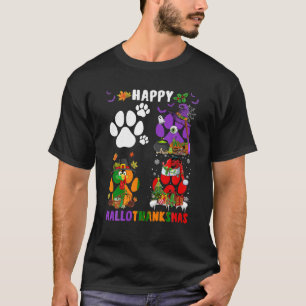 Camiseta Witch Turkey Santa Dog Paws Xmas Luces Happy Hall