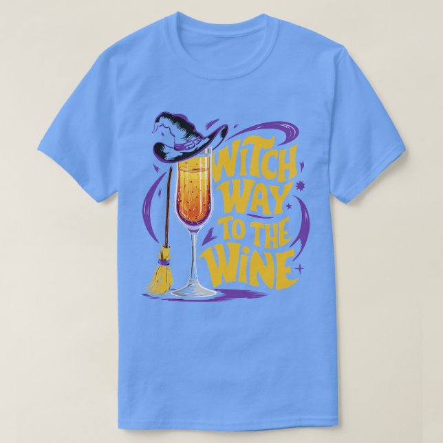 Camiseta Witch Way to the Wine Funny Halloween Witch Gorra  (Diseño del anverso)