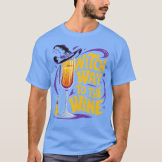 Camiseta Witch Way to the Wine Funny Halloween Witch Gorra 