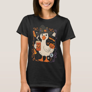 Camiseta Witchen Goose Halloween Calabaza Cuta Cae Cosquill