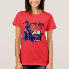 Camiseta "Witchflix and Chill – Fun Witch Design for Hallow