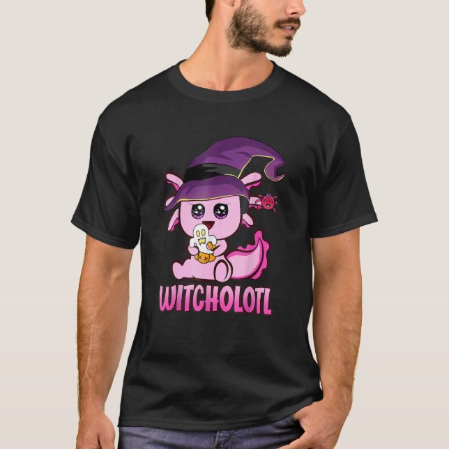 Camiseta Witcholotl Cute Axolotl Witch Halloween  Spooky Se (Anverso)