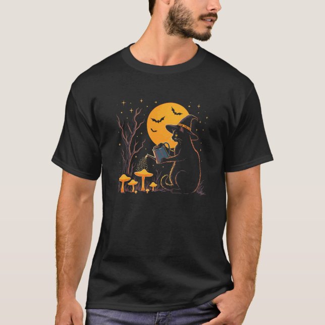 Camiseta Witchy Black Cat Waters Mushrooms Moonlight Hall (Anverso)