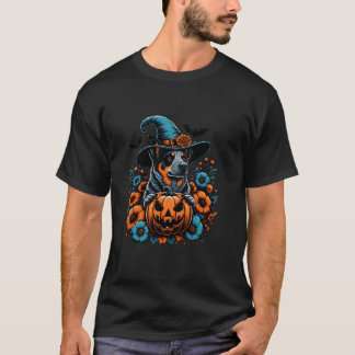 Camiseta Witchy Blue Heeler Dog Scary Pumpkin Autumn Retro