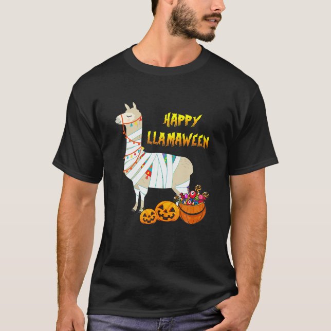 Camiseta Witchy Halloween Llama Happy Llamaween Alpaca Mumm (Anverso)