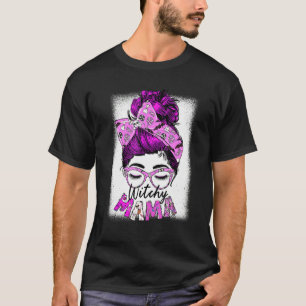 Camiseta Witchy Mama Halloween Messy Bun Skull Witch Mom Sp