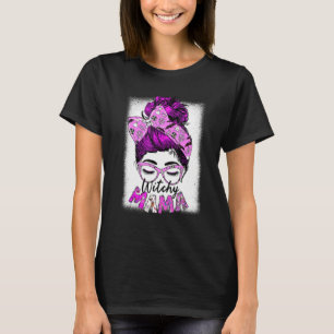 Camiseta Witchy Mama Halloween Messy Bun Skull Witch Mom Sp