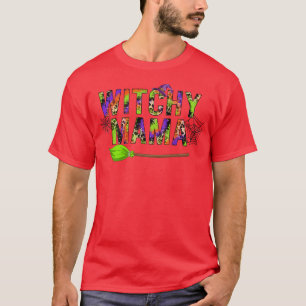 Camiseta Witchy Mama Halloween Tie Dye Leopard Witch Mom Wo