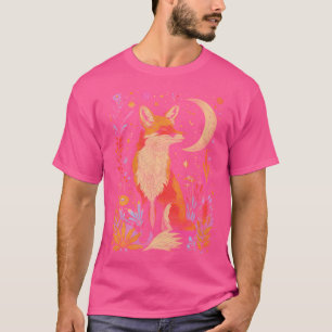 Camiseta Witchy Moon Cottagecore Floral Fox Arte estético