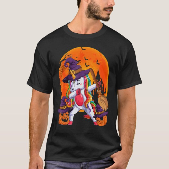 Camiseta Witchy Unicorn Halloween Cute Halloween Girls Wome (Anverso)