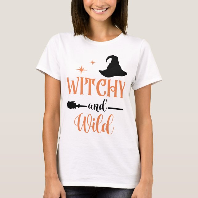 Camiseta Witchy Wild Broom Halloween Mujer Fiesta (Anverso)