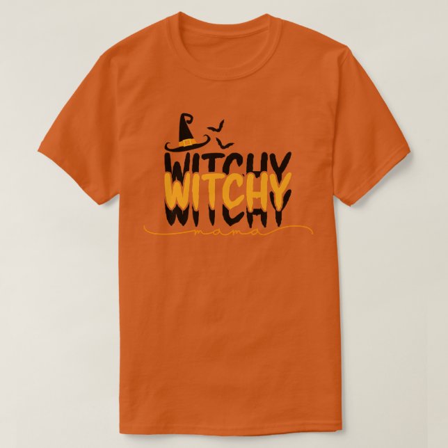 Camiseta Witchy Witchy Mama Witch Gorra Halloween (Diseño del anverso)