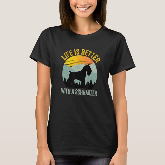 Camiseta With A Schnauzer Retro Summer Distressed (Anverso)