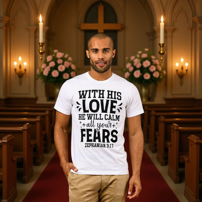 Camiseta With His Love Calm All Fears Zephaniah 3:17 (Subido por el creador)