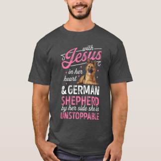 Camiseta With Jesus In Her Heart And German Shepherd shirt 