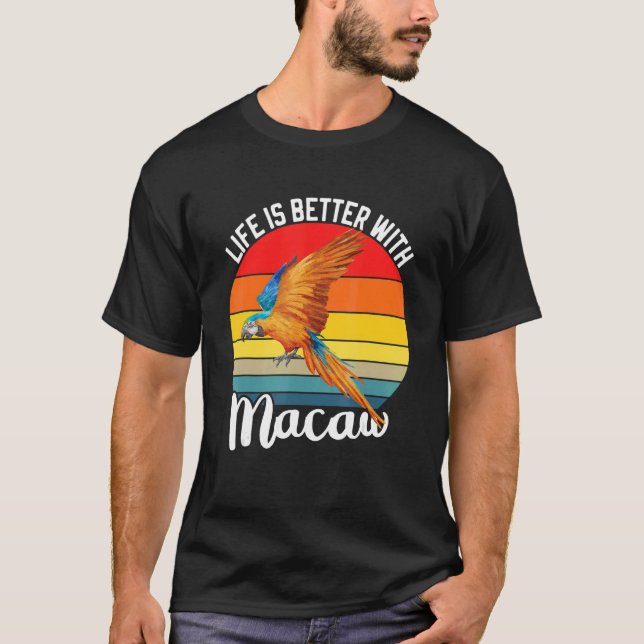 Camiseta With Scarlet Macaw Colourful Parrot Bird (Anverso)