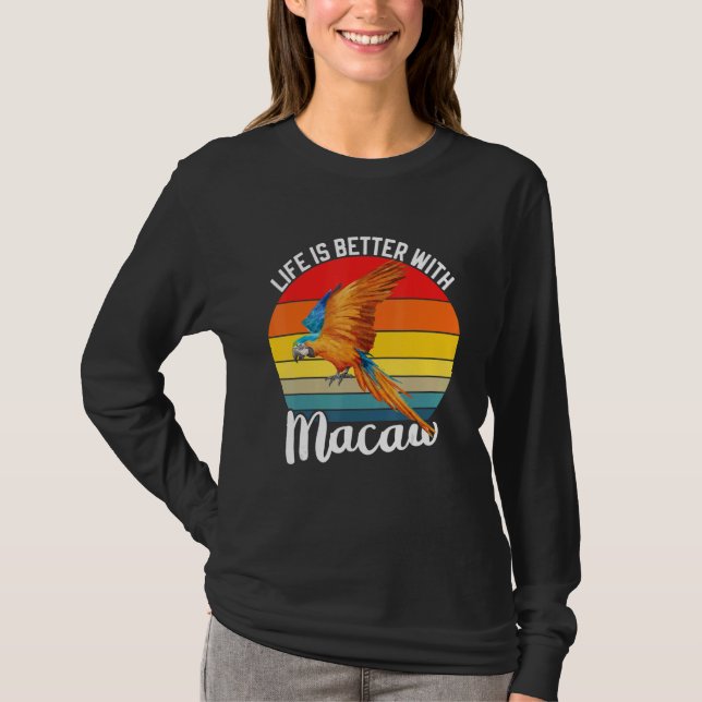Camiseta With Scarlet Macaw Colourful Parrot Bird (Anverso)