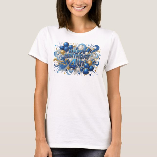 Camiseta Witty Blue FELIZ CUMPLEAÑOS 4º (Anverso)