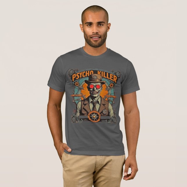 Camiseta Witty Retro Comic Art Steampunk Psycho Killer (Anverso completo)