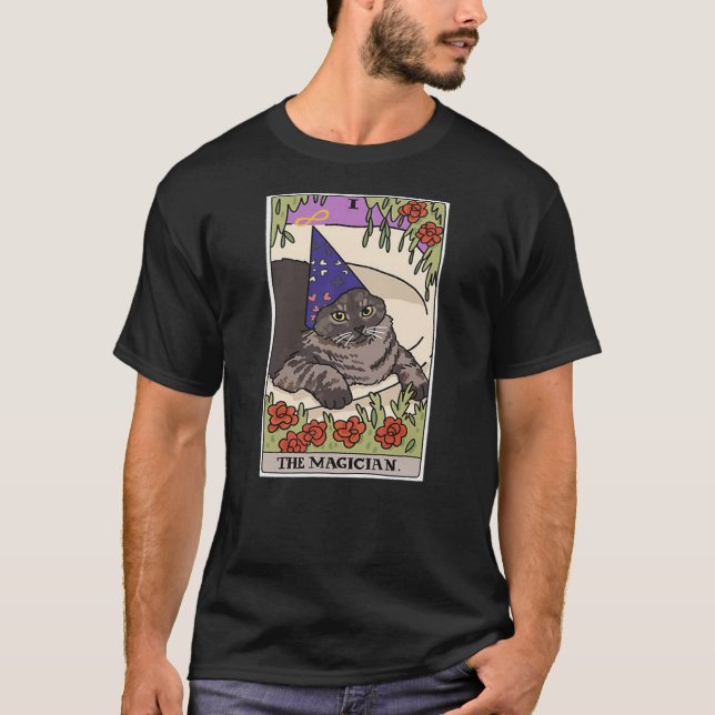 Camiseta Wizard Cat Tarot Card (Anverso)