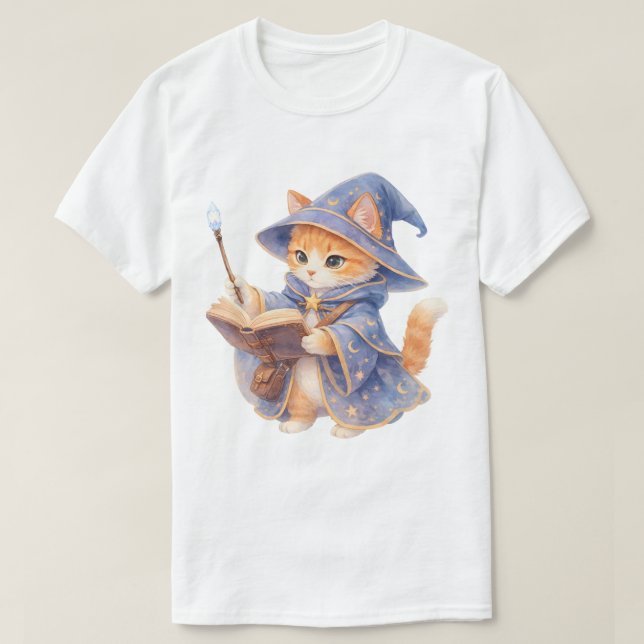 Camiseta Wizard Cat with a Spellbook (Diseño del anverso)
