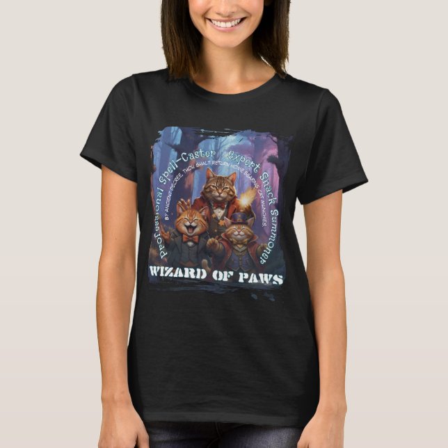 Camiseta Wizard of Paws Fantasy Wizard Cat Design (Anverso)