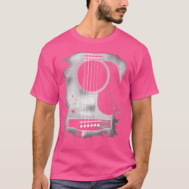 Camiseta Wo Guitar Art Music Six String Acoustic Guitar Roc (Anverso)