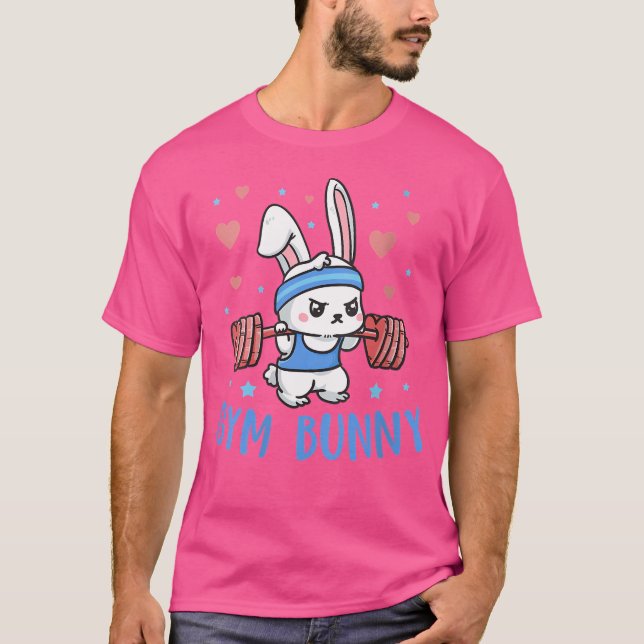 Camiseta Wo Gym Bunny Funny Workout Clothes Corazón Barbell (Anverso)