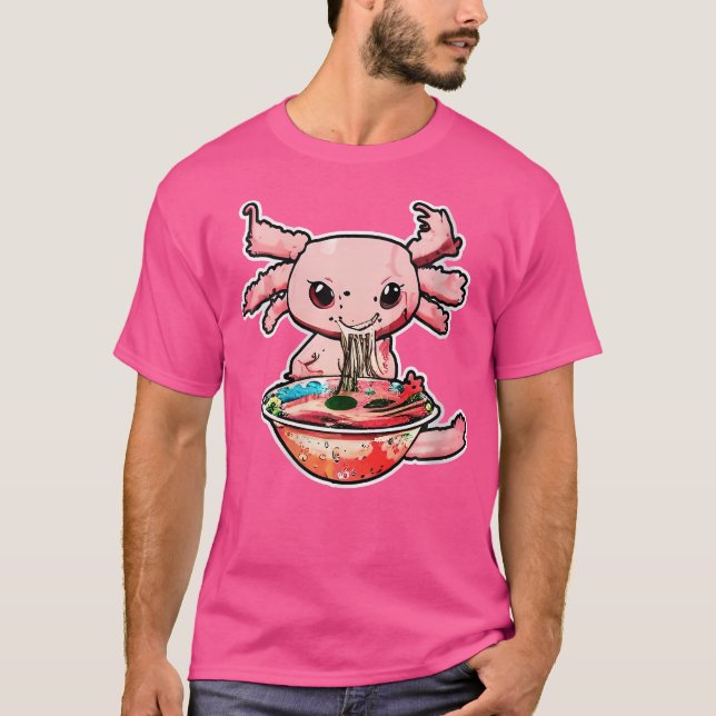 Camiseta Wo Kawaii Axolotl Comer fideos de Ramen Chicas de  (Anverso)