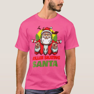 Camiseta Wo Roller Skating Santa Claus Christmas Holiday Ro