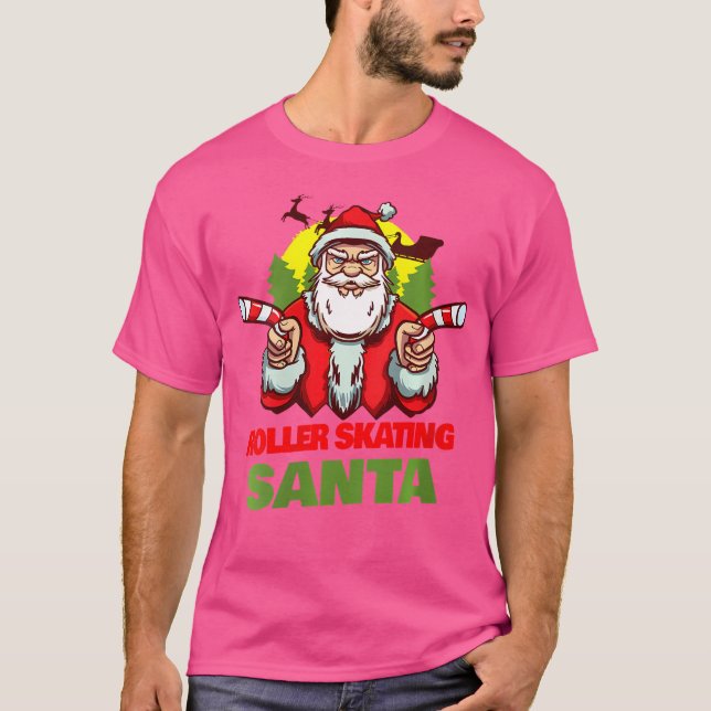 Camiseta Wo Roller Skating Santa Claus Christmas Holiday Ro (Anverso)